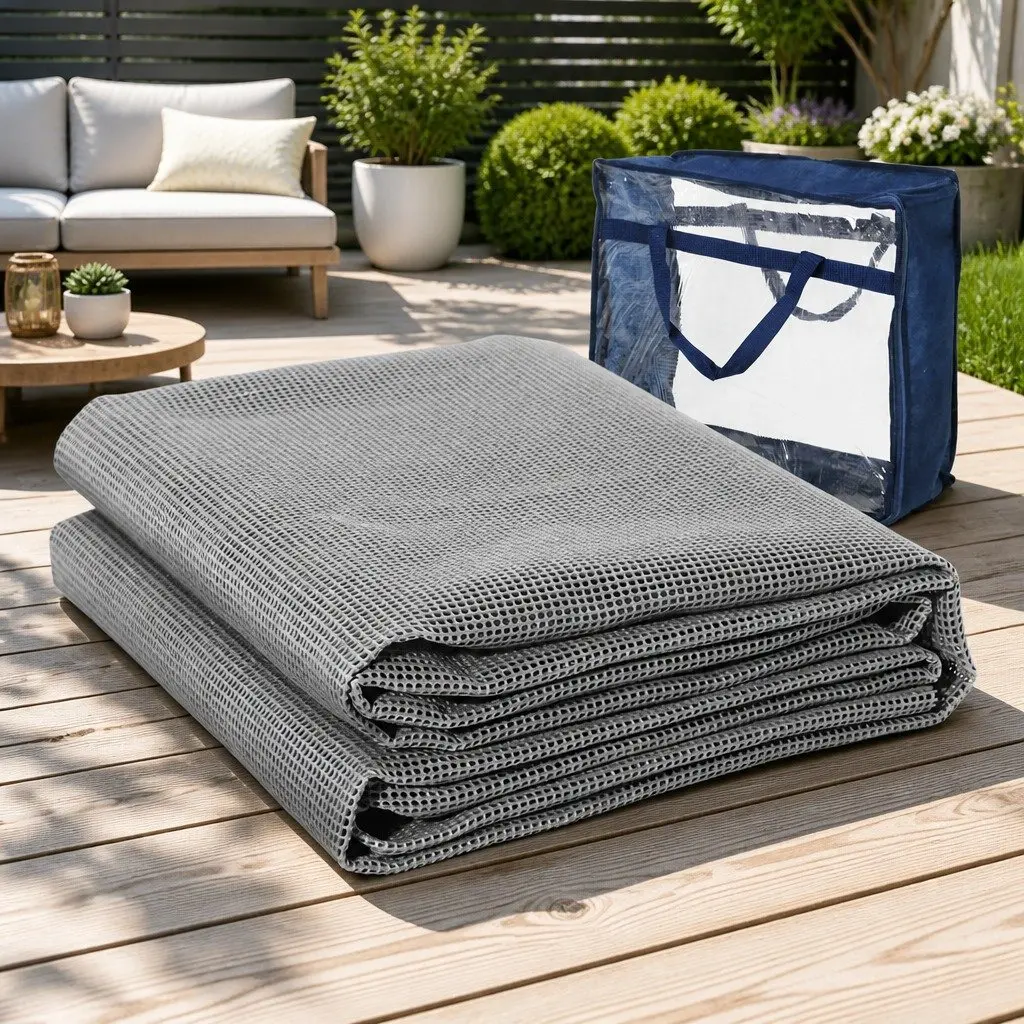 Annex Matting Floor Mats 3M x 2.5M Mesh Caravan Camping Grey Non-Slip Breathable