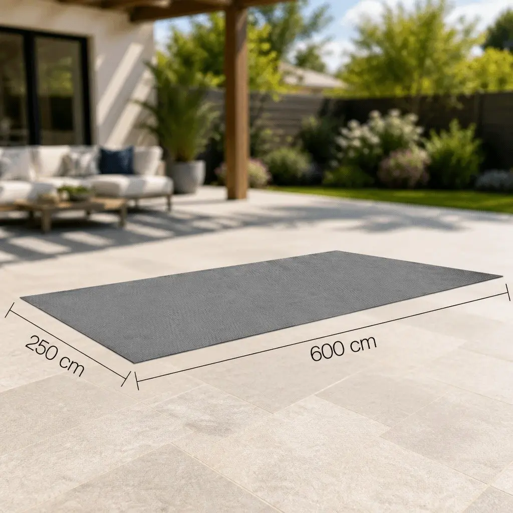 Caravan Floor Mat Grey 6x2.5M Heavy-Duty UV Treated Breathable Non-Slip Mould Resistant Camping Outdoor