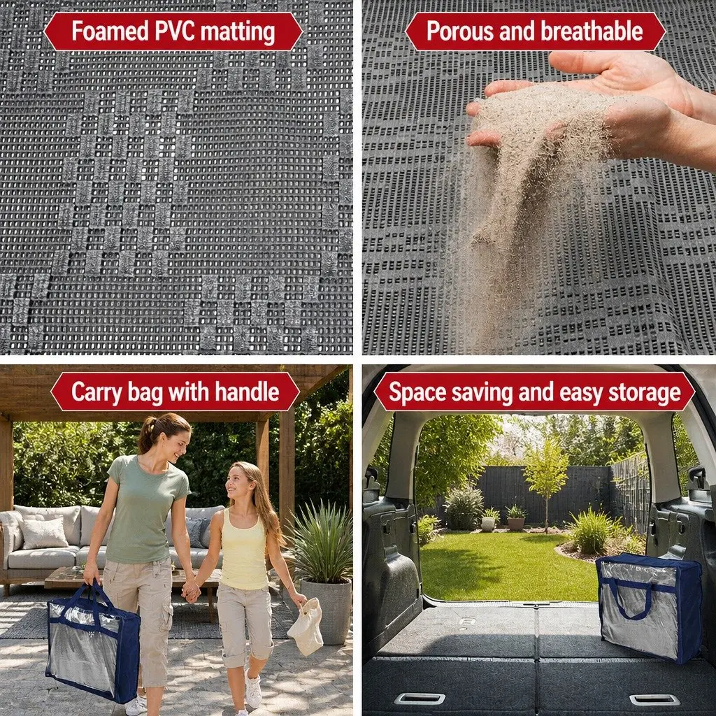 Caravan Floor Mat Grey 6x2.5M Heavy-Duty UV Treated Breathable Non-Slip Mould Resistant Camping Outdoor