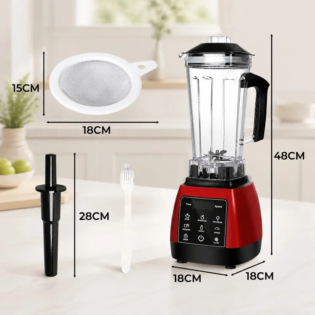 Commercial Blender 2L Capacity 1600W Power 10 Speed Settings Black