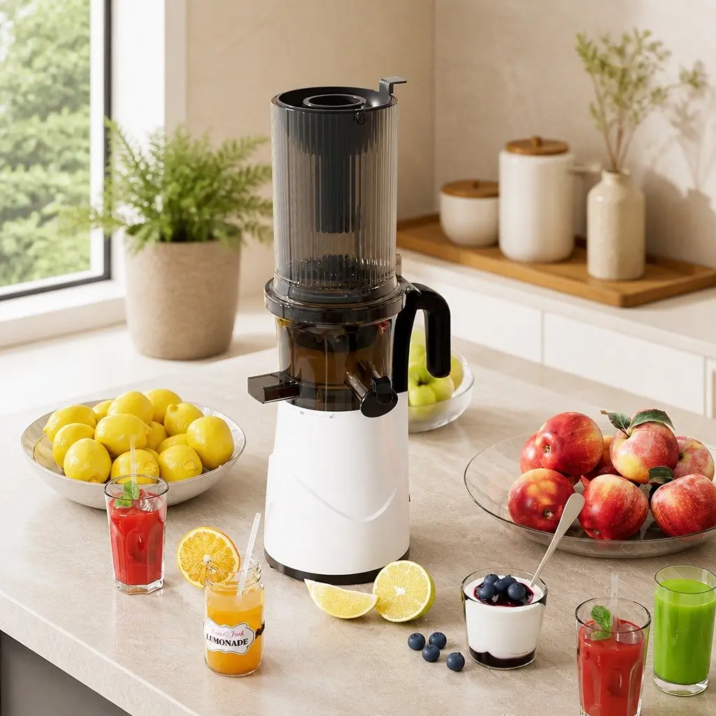 Cold Press Juicer Whole Fruit Masticating Slow Juicer 200W White