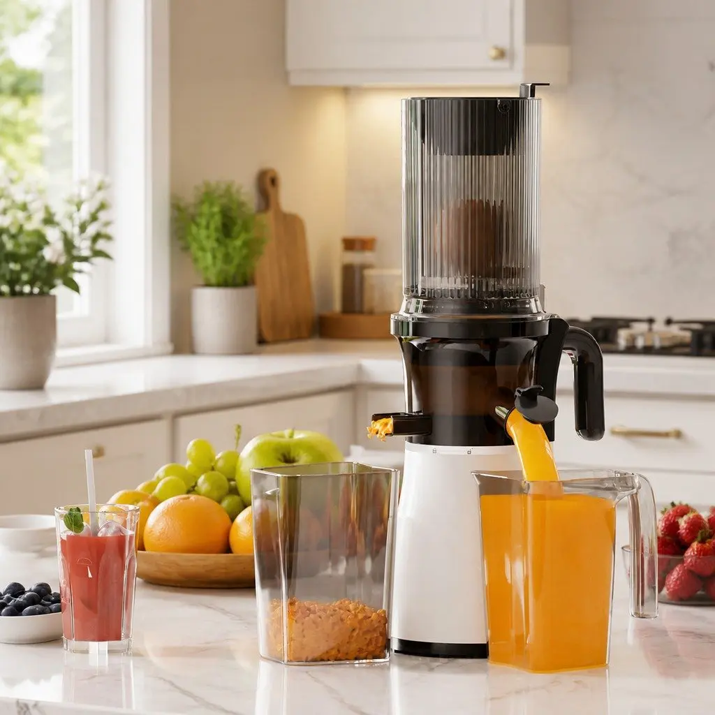 Cold Press Juicer Whole Fruit Masticating Slow Juicer 200W White