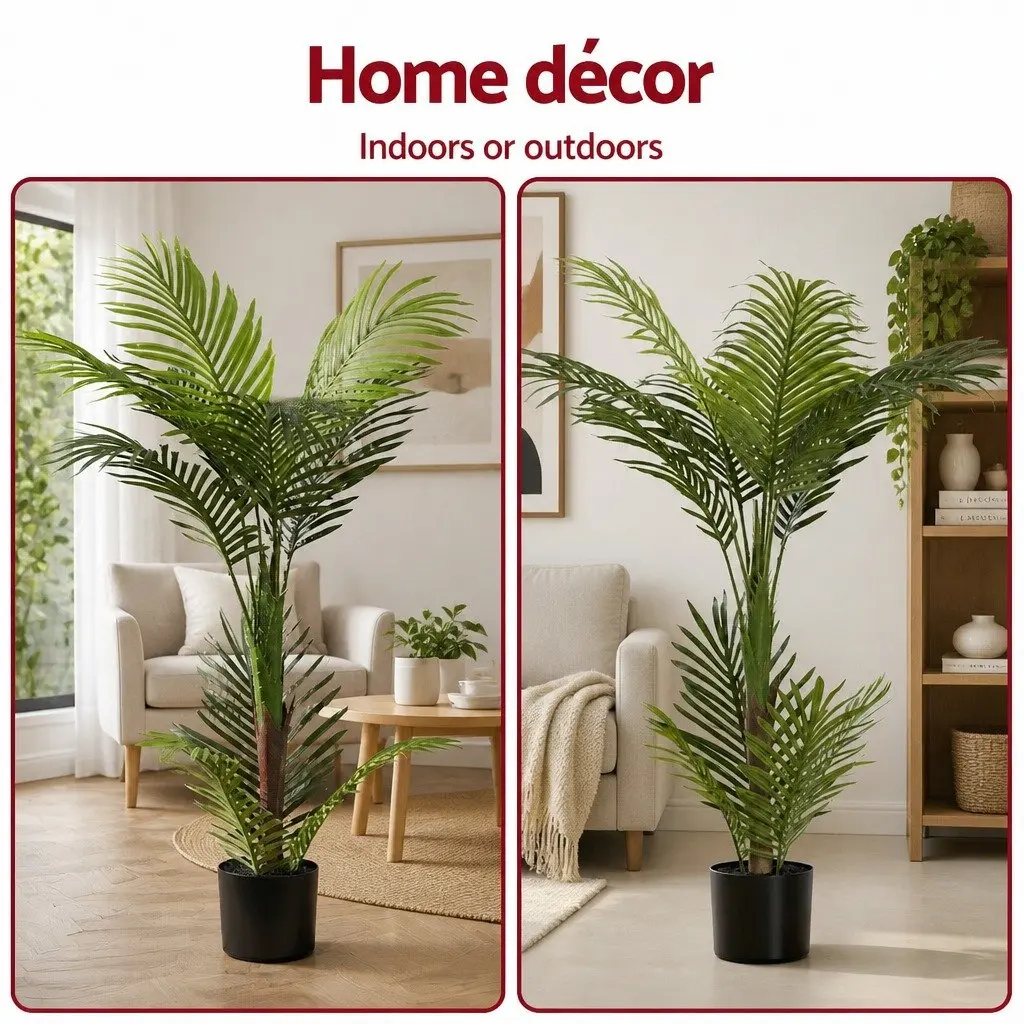 Artificial Palm Tree Indoor Outdoor 100cm Green Faux Tropical Plant Decor