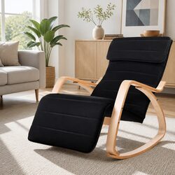 Rocking Armchair with Adjustable Footrest Black Bentwood Nursing Chair