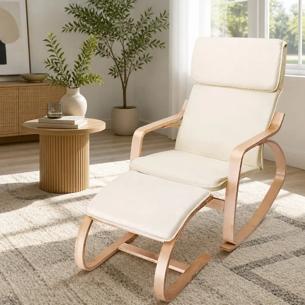 Rocking Armchair Set with Footstool for Relaxation