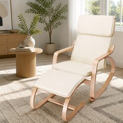 Comfortable Rocking Armchair Set with Footstool for Relaxation