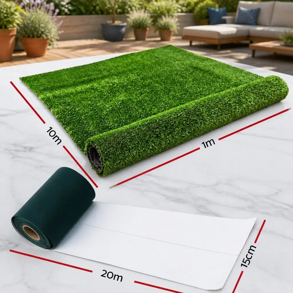 Synthetic Turf 2m x 5m Olive Artificial Grass Lawn Realistic Fake Grass Roll