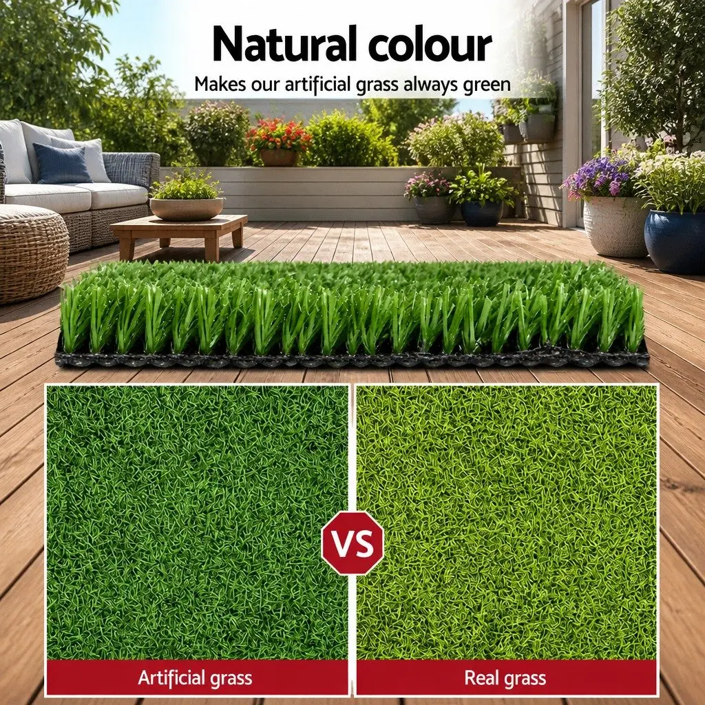 Synthetic Turf 2m x 5m Olive Artificial Grass Lawn Realistic Fake Grass Roll