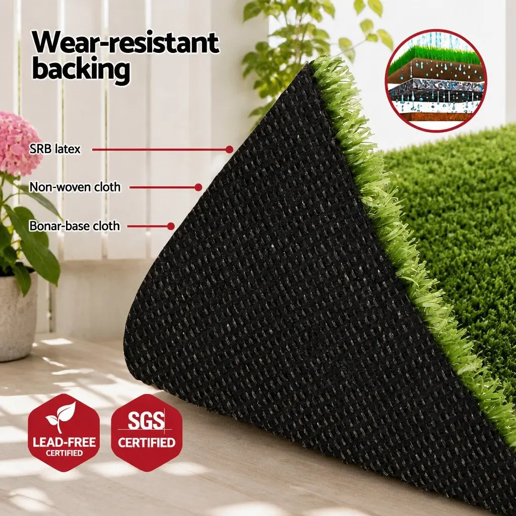 Artificial Grass Turf Rug Synthetic Lawn Mat 15mm Indoor Outdoor Olive Green