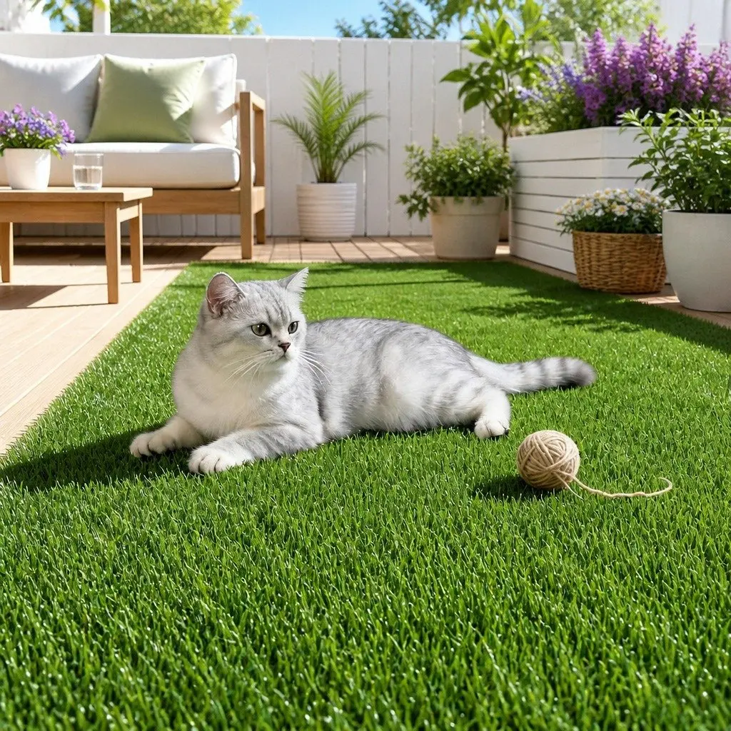 Artificial Grass Turf Rug Synthetic Lawn Mat 15mm Indoor Outdoor Olive Green