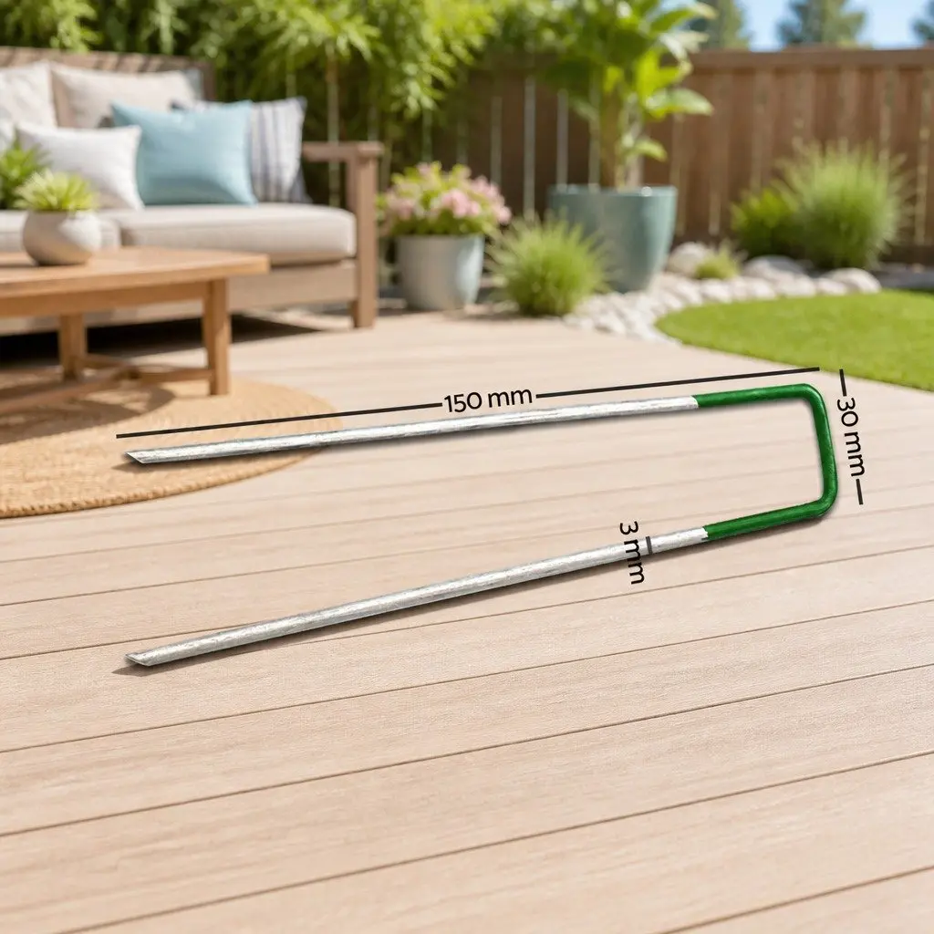 Synthetic Grass Pins U-Shape Pegs for Artificial Turf Lawn Garden 150mm Galvanized Steel