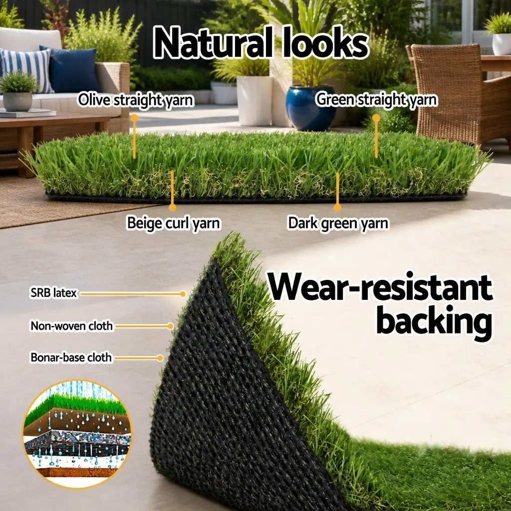Artificial Grass Synthetic Turf 30mm Pile Height 2m x 5m Green