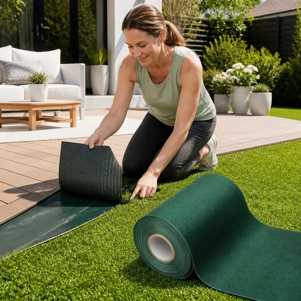Artificial Grass Tape Self-Adhesive 15cm x 10m Olive Non-Woven Fabric for Joining Synthetic Turf and Anchoring to Various Surfaces