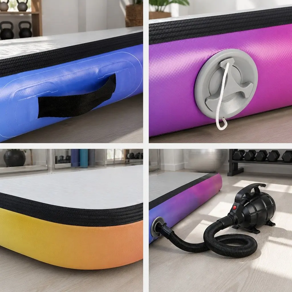 Air Track Gymnastics Mat Inflatable Tumbling 3M Exercise Mat Multiple Colours