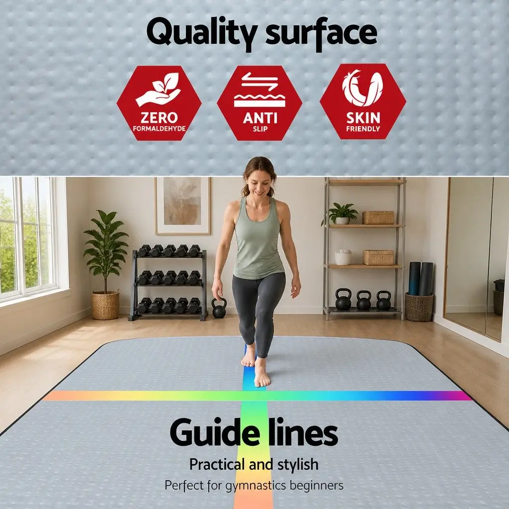 Air Track Gymnastics Mat Inflatable Tumbling 3M Exercise Mat Multiple Colours
