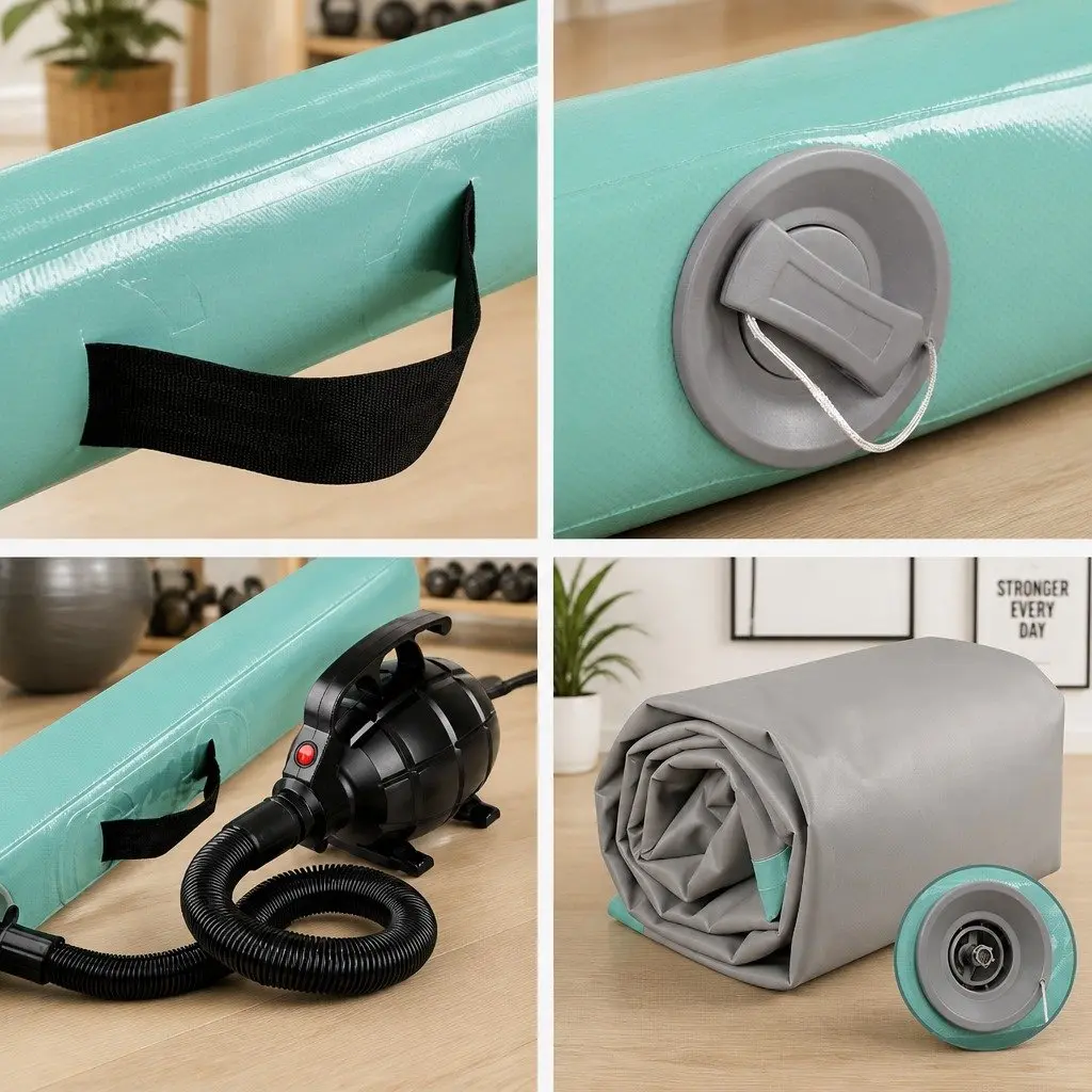 Air Track Mat Gymnastics Tumbling 3M Inflatable Mint Grey