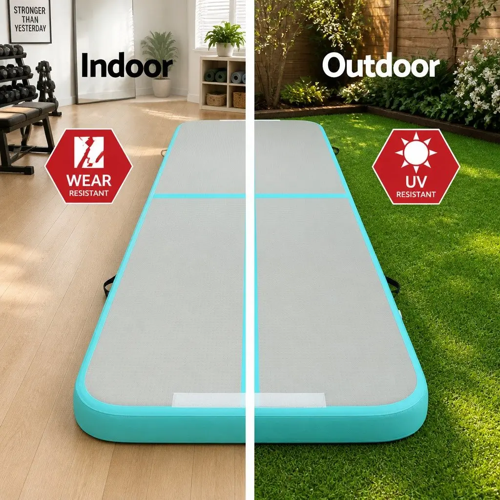 Air Track Mat Gymnastics Tumbling 3M Inflatable Mint Grey