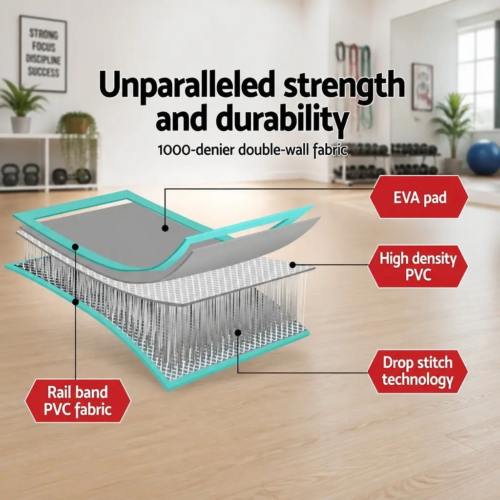 Air Track Mat Gymnastics Tumbling 3M Inflatable Mint Grey