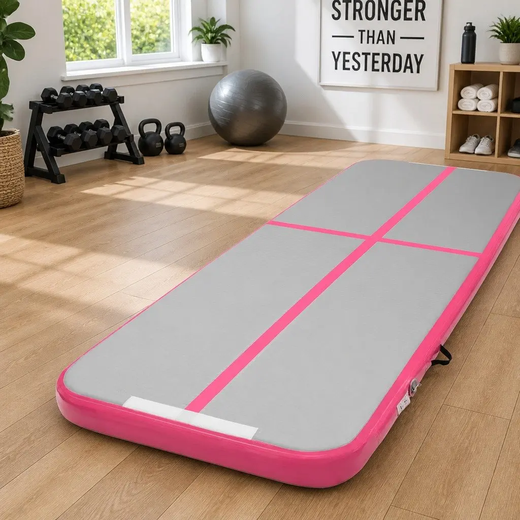Air Track Mat Gymnastic Tumbling Training 3m Pink Grey
