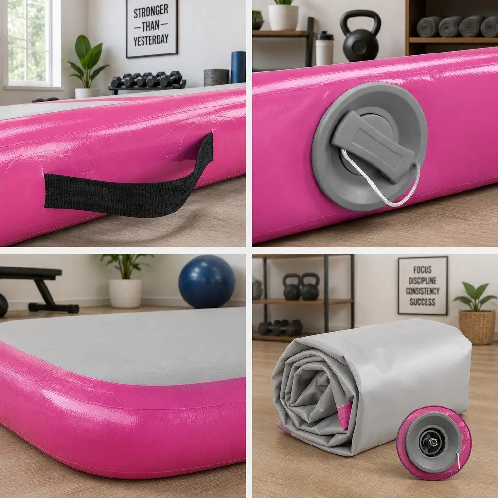 Air Track Mat Gymnastic Tumbling Training 3m Pink Grey