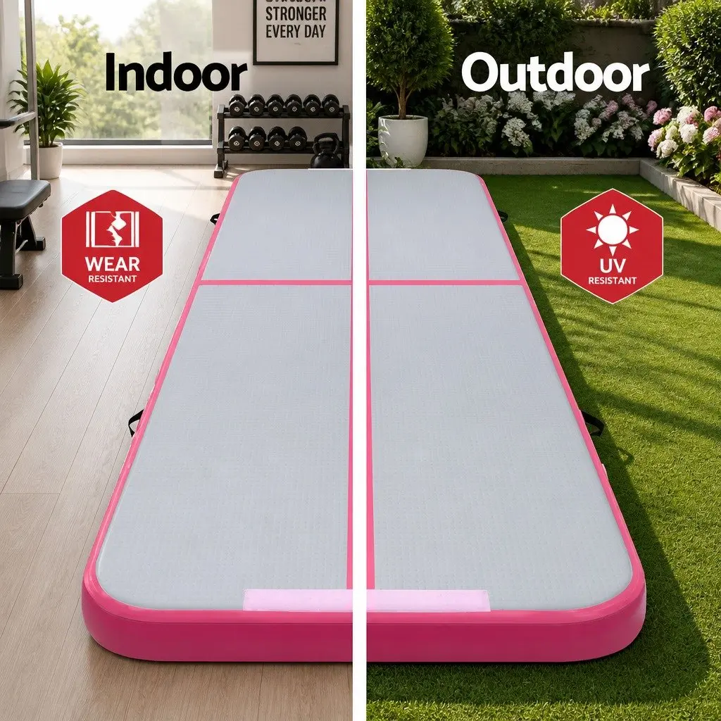 Air Track Mat Gymnastic Tumbling Training 3m Pink Grey