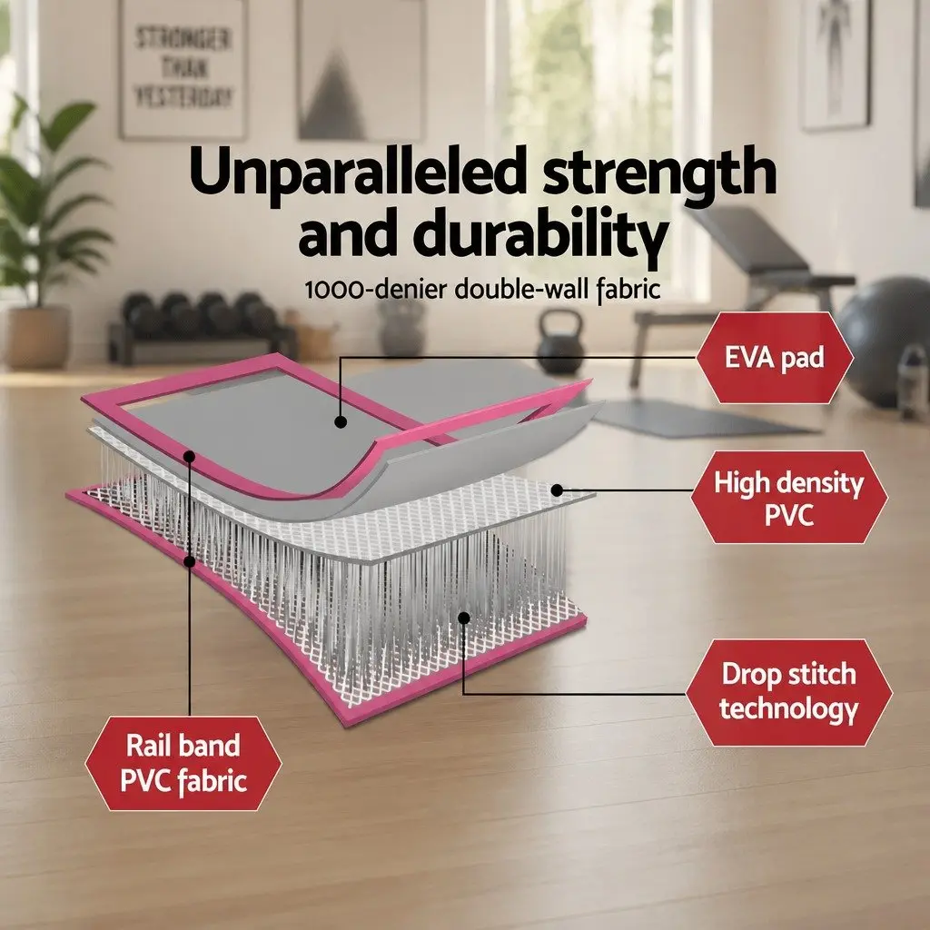 Air Track Mat Gymnastic Tumbling Training 3m Pink Grey
