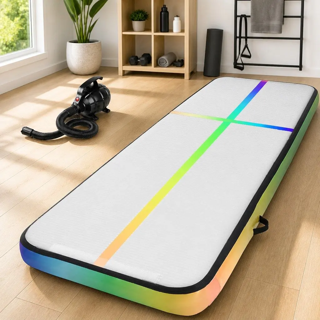 Inflatable Tumbling Pad 4M for Gymnastics and Cheerleading Multi Color Exercise Mat