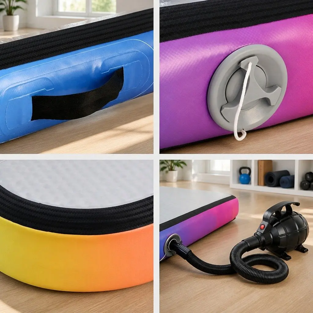 Inflatable Tumbling Pad 4M for Gymnastics and Cheerleading Multi Color Exercise Mat