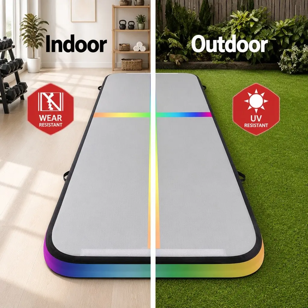 Inflatable Tumbling Pad 4M for Gymnastics and Cheerleading Multi Color Exercise Mat
