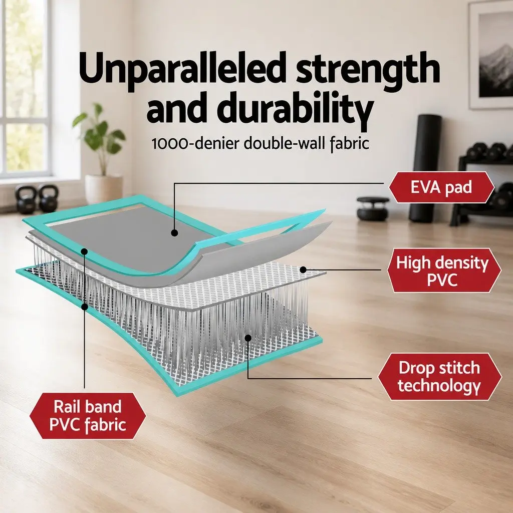 Air Track Mat Gymnastics Tumbling Floor 4M Grey Inflatable Exercise Home Fitness Yoga