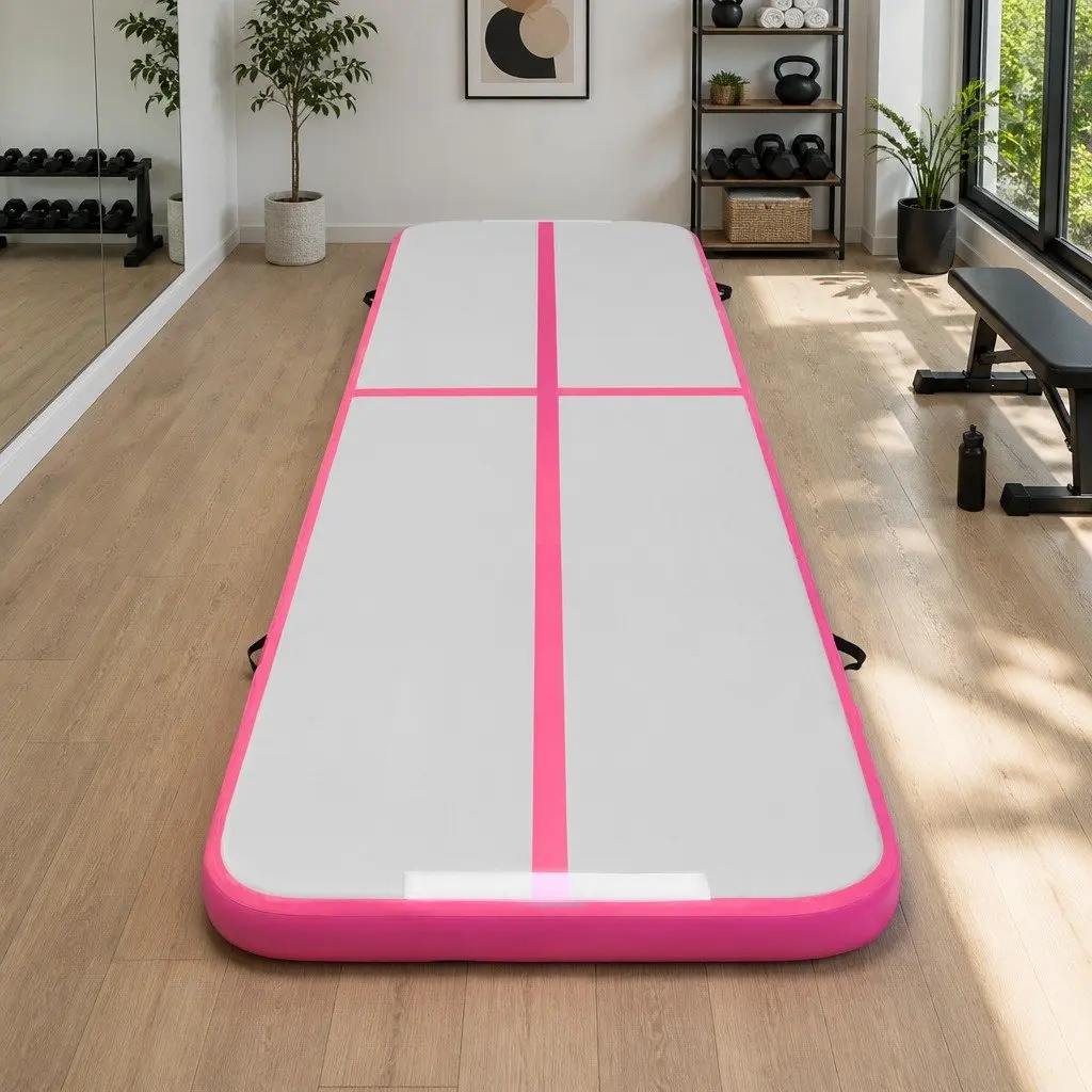 Air Track Mat Inflatable Gymnastics Tumbling Pad 4M Length 1M Width Pink