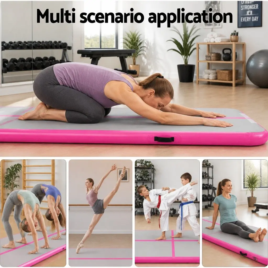 Air Track Mat Inflatable Gymnastics Tumbling Pad 4M Length 1M Width Pink
