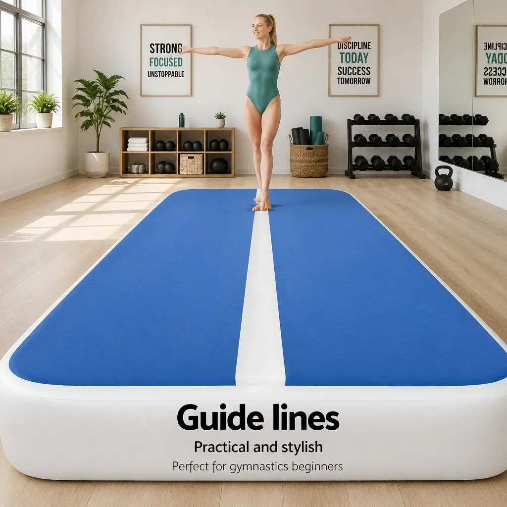 Inflatable Air Track Mat Gymnastics Training 4M x 1M Blue with Electric Pump