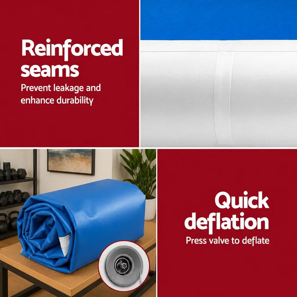 Air Track Mat Inflatable for Gymnastics Exercise 4m x 1m x 20cm Thick Blue