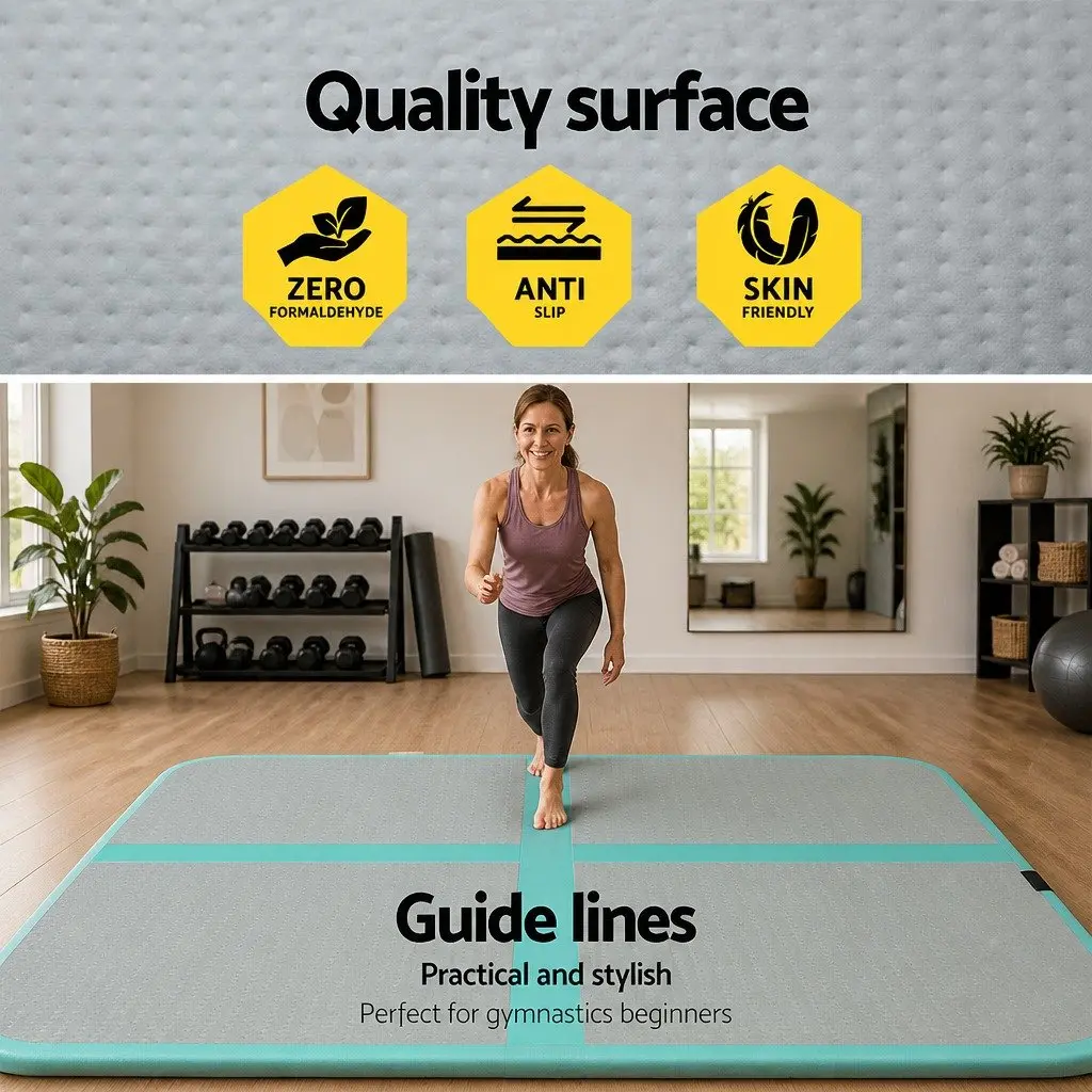 Inflatable Air Track Mat 5M Gymnastics Tumbling Training Exercise Fitness Green