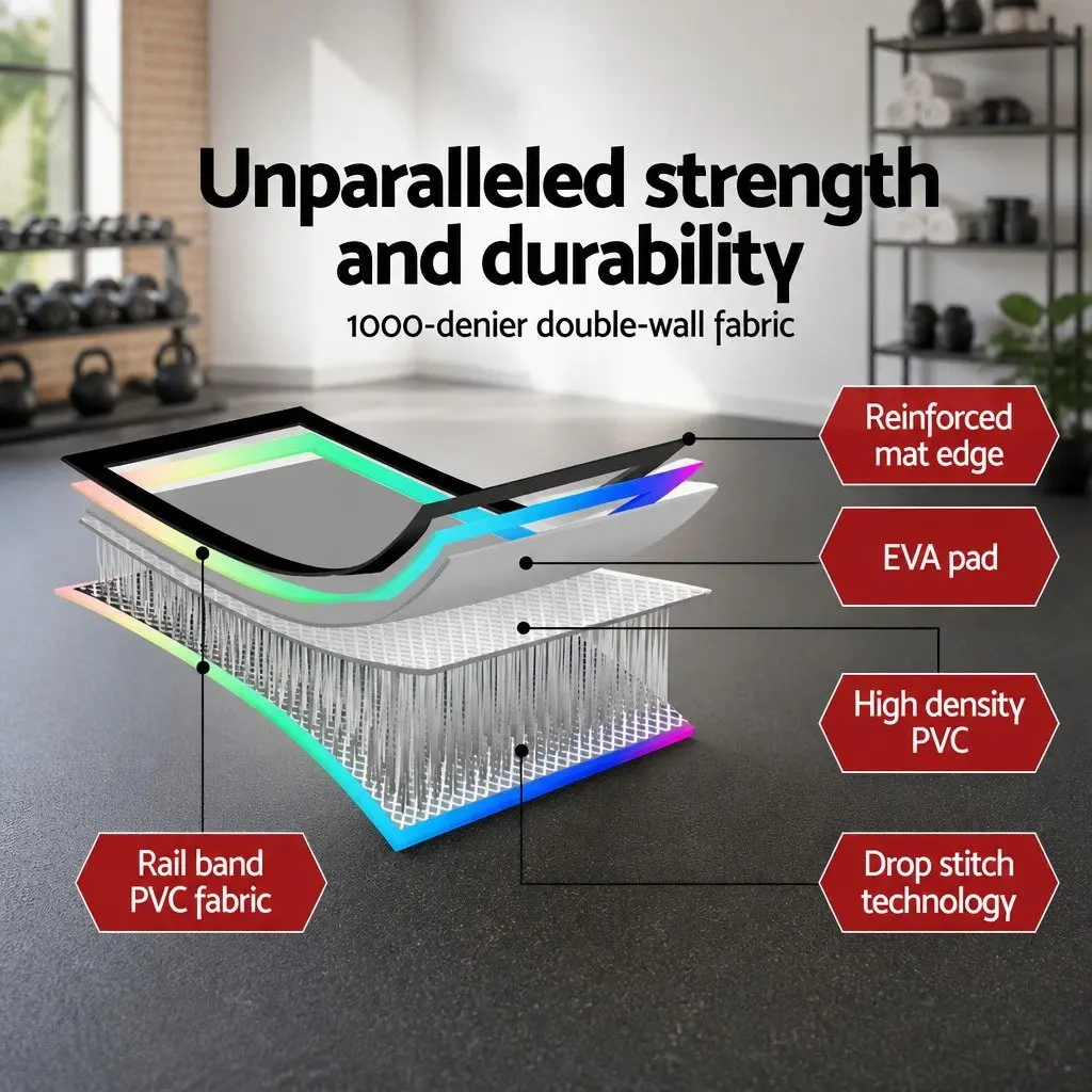 Air Track Inflatable Tumbling Mat 5M Gymnastics Yoga Exercise Fitness Training Multiple Colours