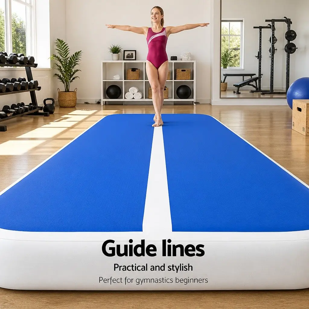Inflatable Air Track Mat Gymnastics Tumbling Training Platform 5M Blue 20cm Thick