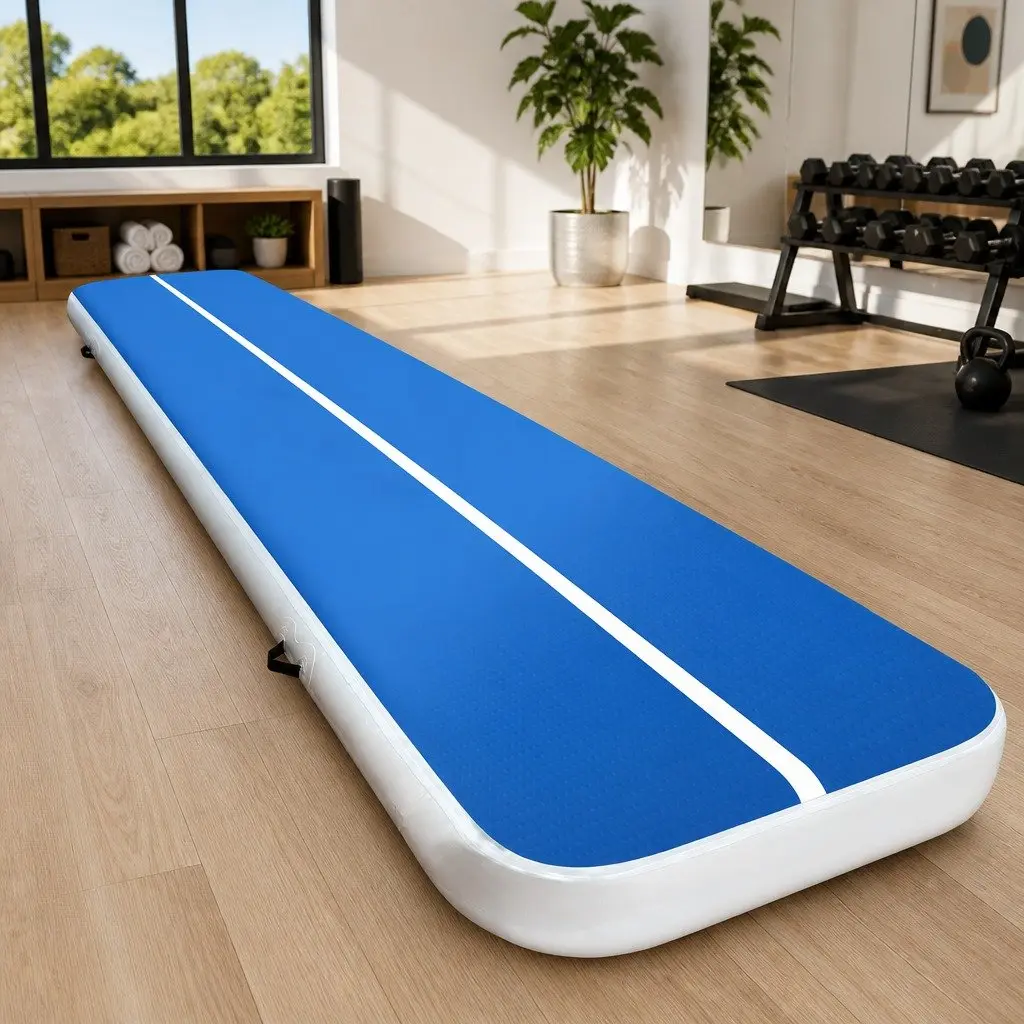Inflatable Air Track Mat Gymnastic Tumbling 5m x 1m Blue White