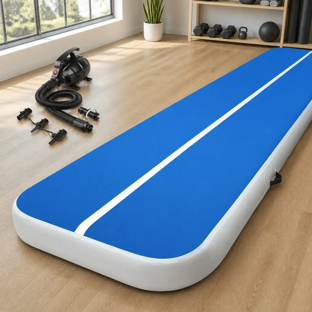 Inflatable Air Track Mat Gymnastics Tumbling Exercise 6M Blue