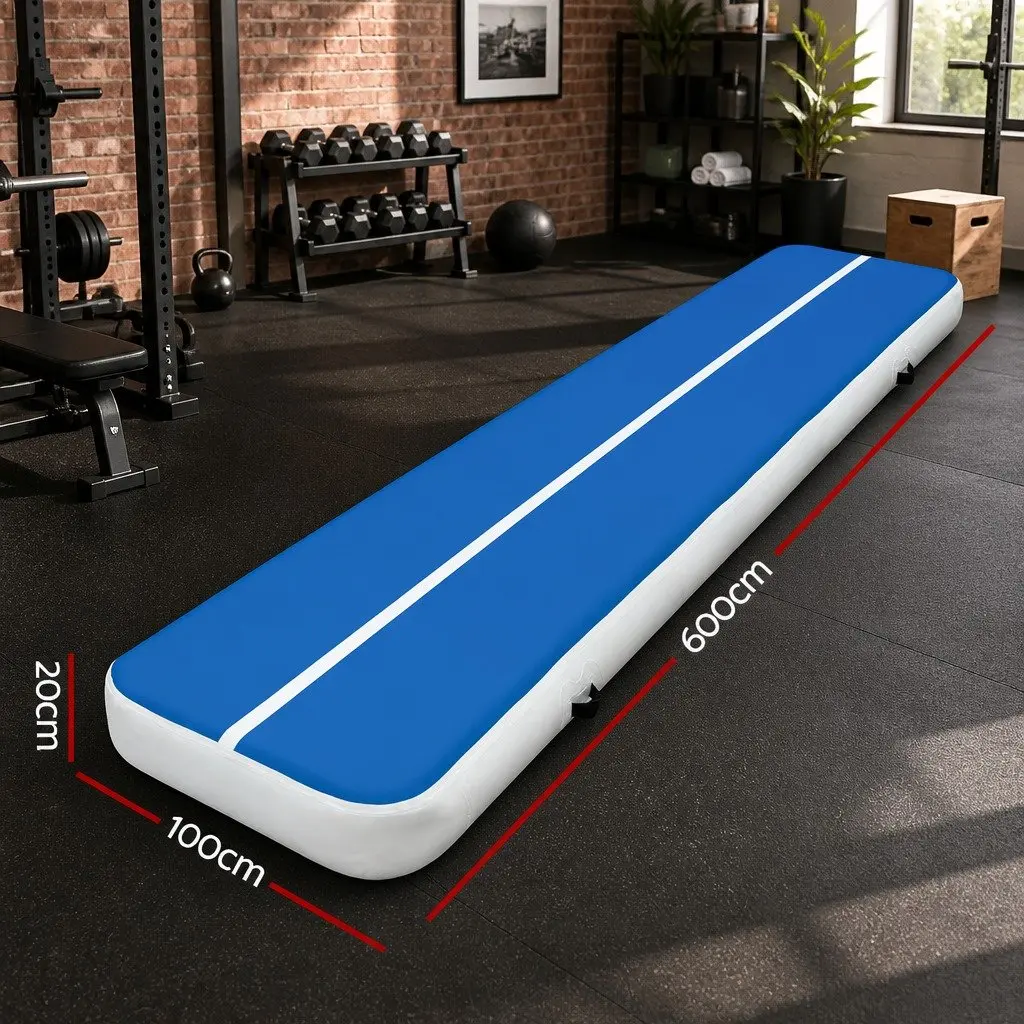 Inflatable Air Track Mat Gymnastics Training Pad 6m x 1m Blue