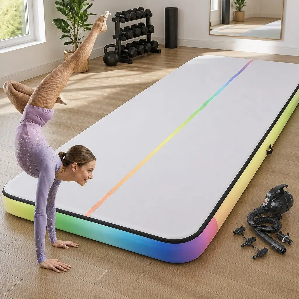 Air Track Mat 6M Inflatable Gymnastics Tumbling Training Exercise Multicolour or Black