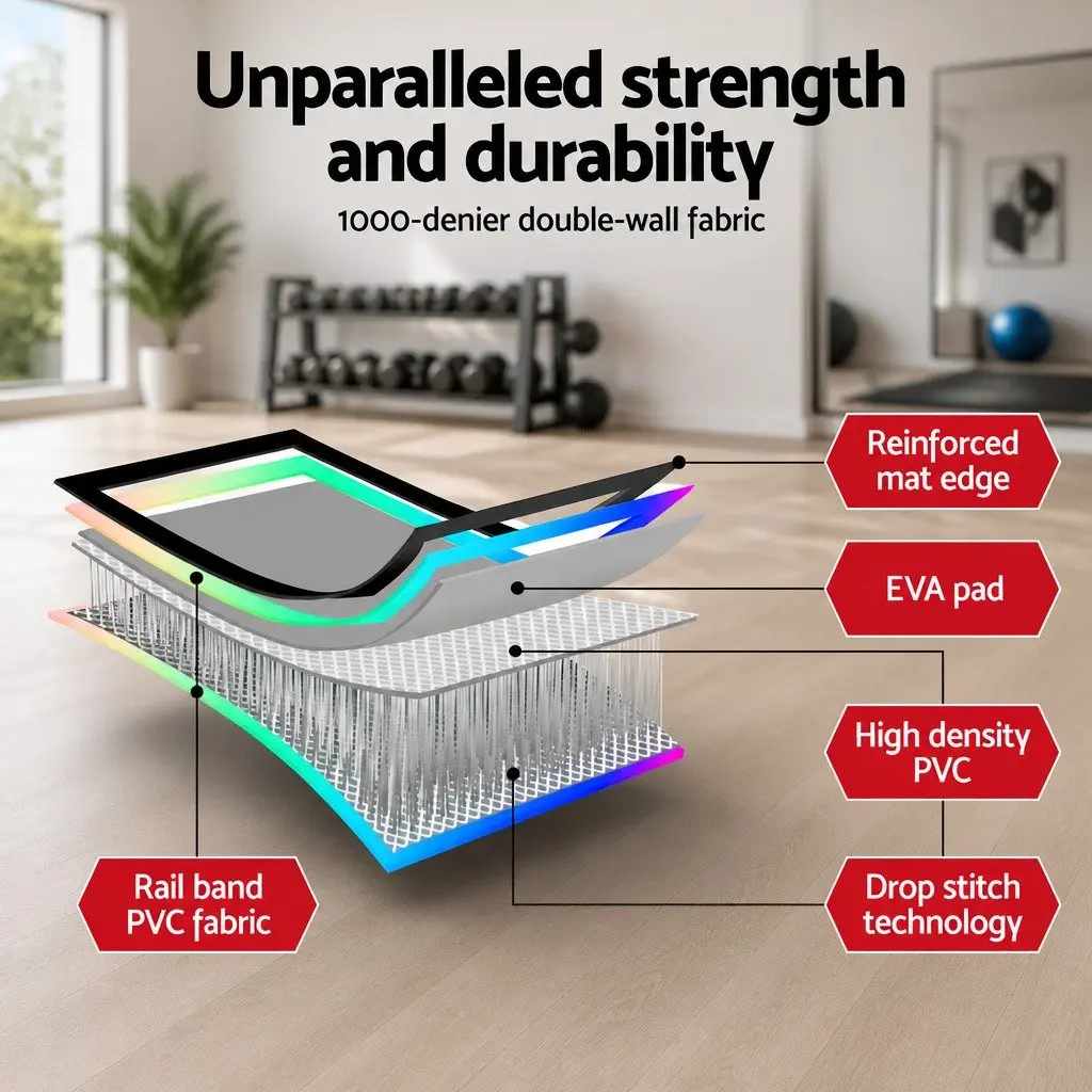 Air Track Mat 6M Inflatable Gymnastics Tumbling Training Exercise Multicolour or Black