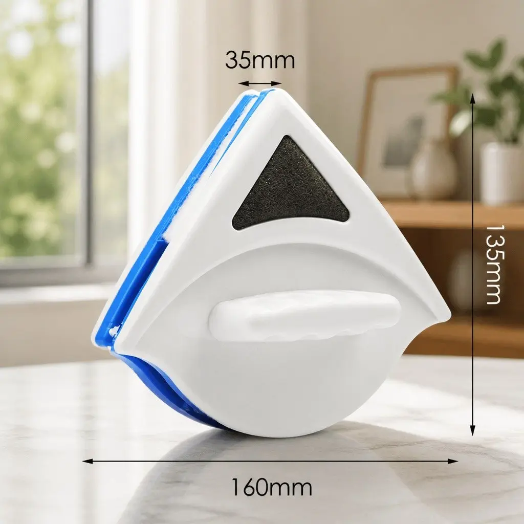 Double Sided Magnetic Glass Cleaner for Windows Shower Screens 16cm Blue