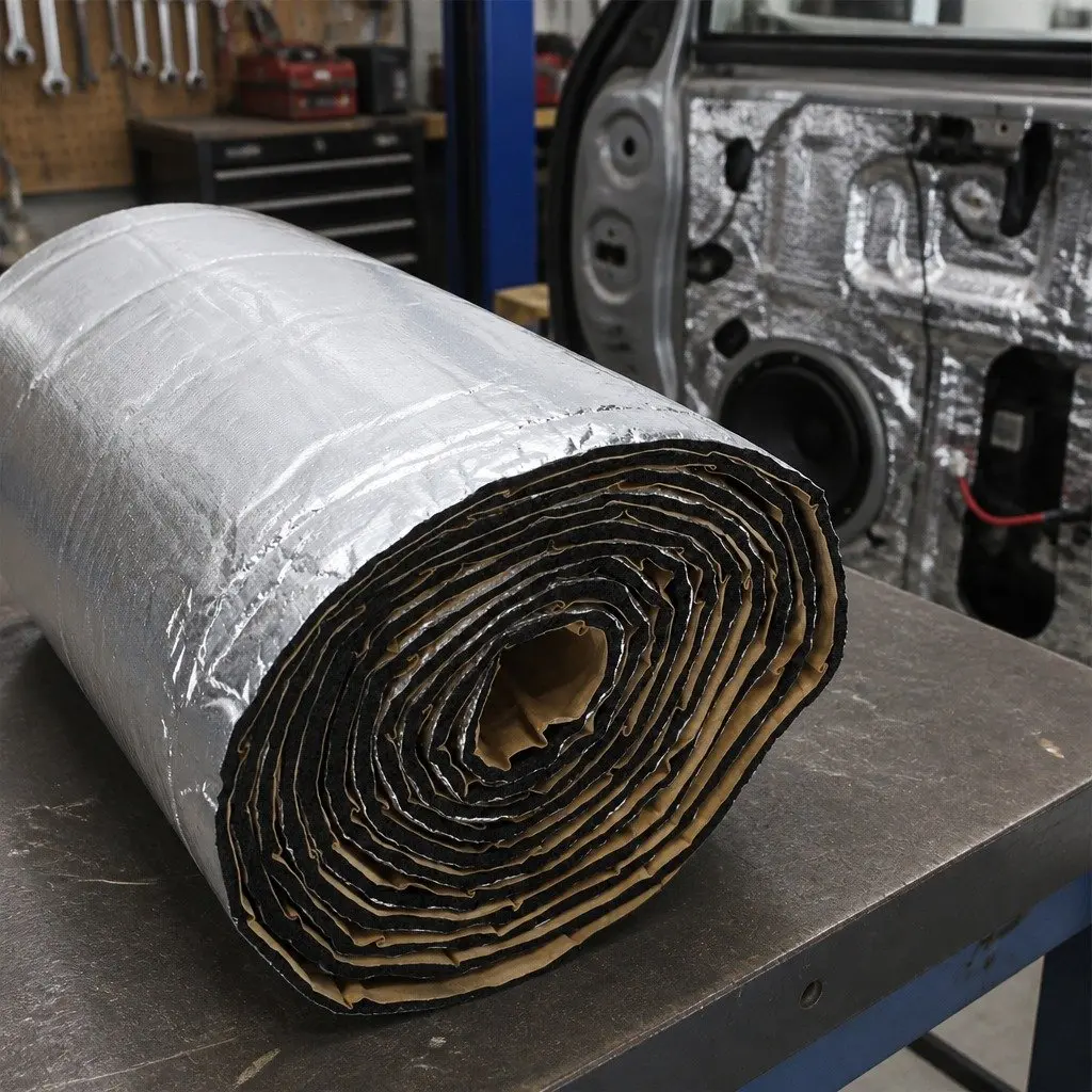 Sound Deadener Foam Roll Automotive Interior Noise Reduction 450 x 100cm Silver Black