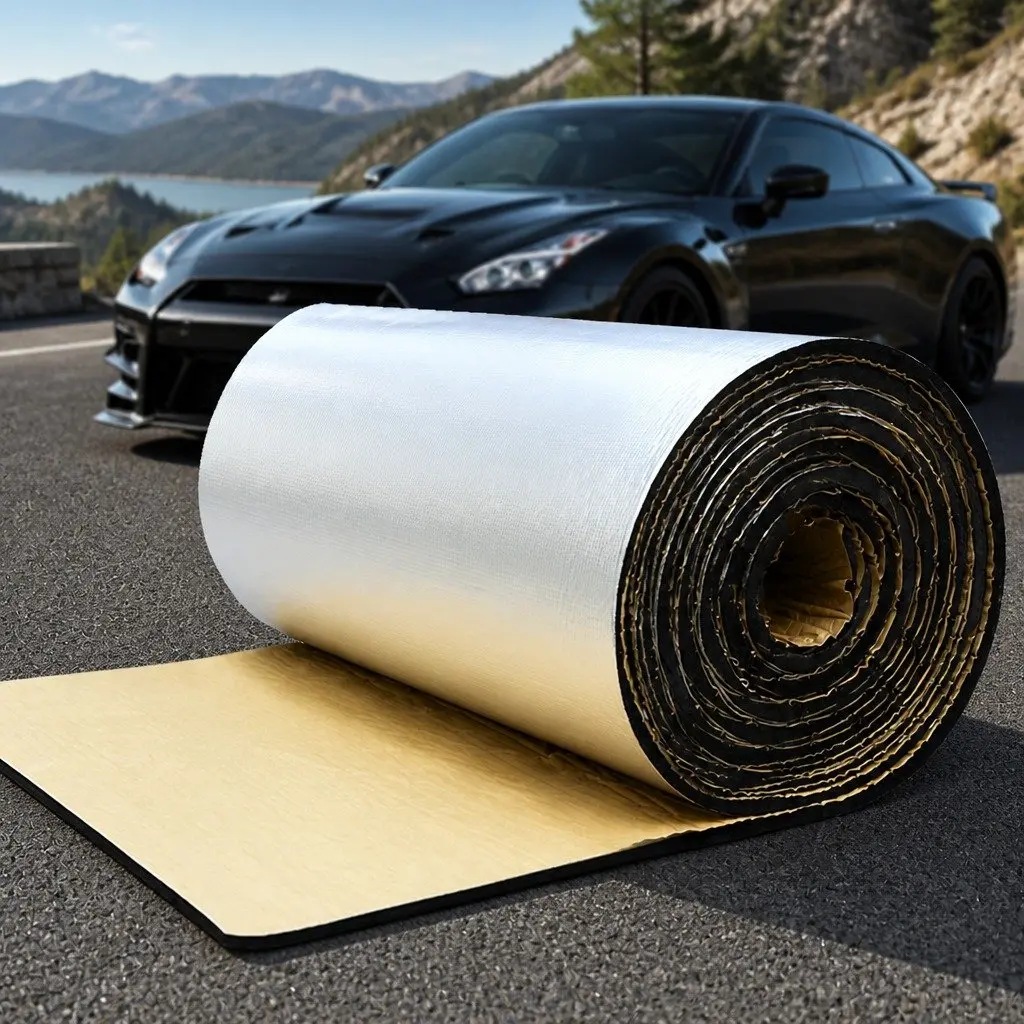 Sound Deadener Foam Roll Automotive Interior Noise Reduction 450 x 100cm Silver Black