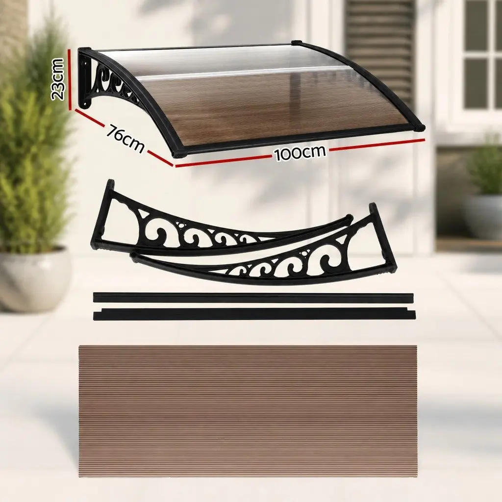 Awning Shade Canopy 0.8m x 1m Brown Black