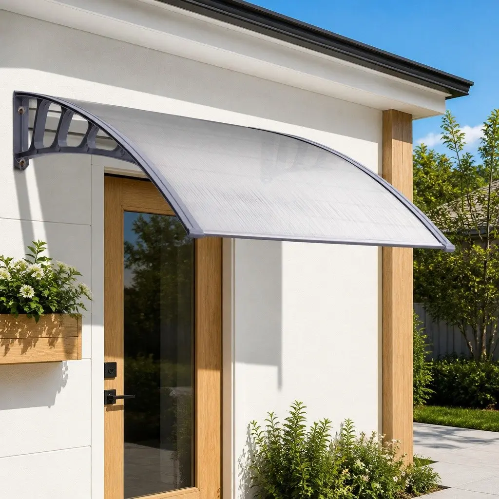 Awning Canopy Window Door 1.5m x 3m Clear Panel Grey