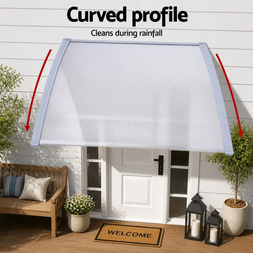 Awning Canopy Window Door 1.5m x 3m Clear Panel Grey