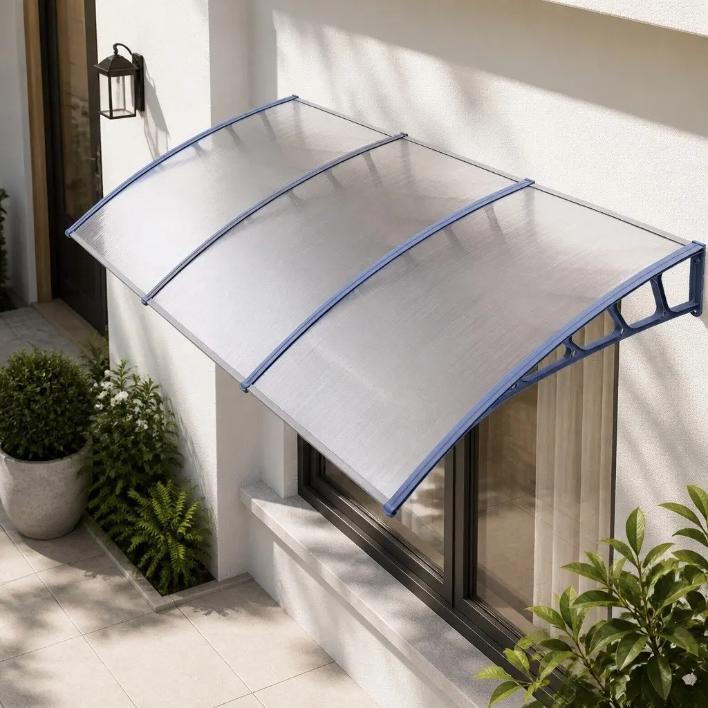 Awning Canopy Window Door 1.5m x 3m Clear Panel Grey