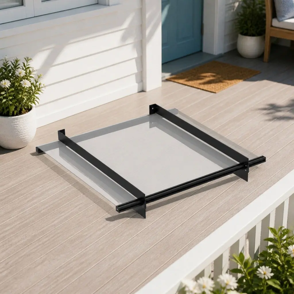 Awning Canopy Window Door 1m x 1m Transparent Polycarbonate Panel Metal Frame